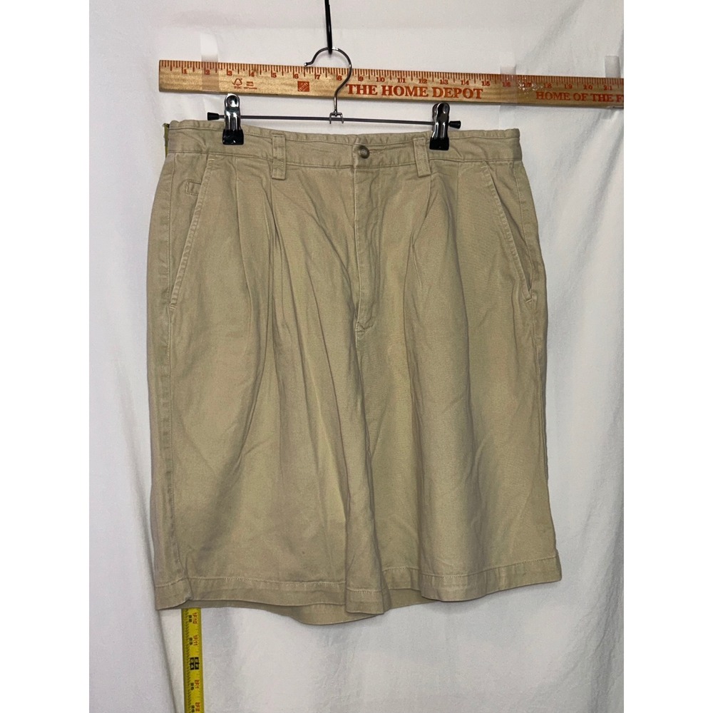 GAP Mens Khaki Pleated Chino Shorts Size 33 Tan Cotton Rayon Blend‎ 111843-01-1